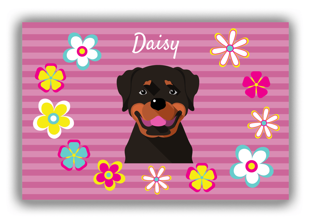 Personalized Dogs Canvas Wrap & Photo Print XIX - Pink Background - Rottweiler - Front View