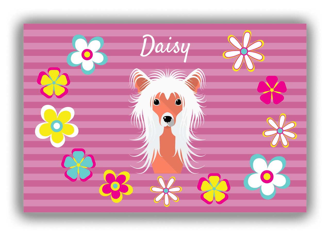 Personalized Dogs Canvas Wrap & Photo Print XIX - Pink Background - Chinese Crested Dog - Front View