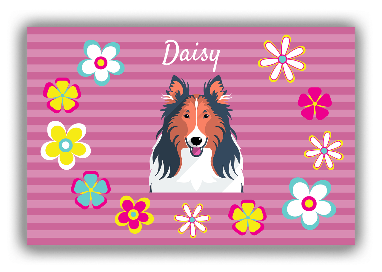 Personalized Dogs Canvas Wrap & Photo Print XIX - Pink Background - Collie - Front View