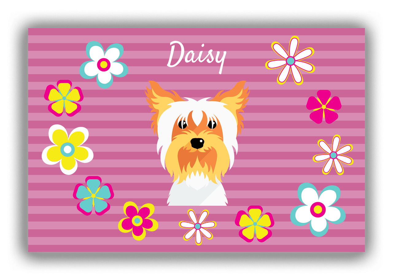 Personalized Dogs Canvas Wrap & Photo Print XIX - Pink Background - Yorkie - Front View