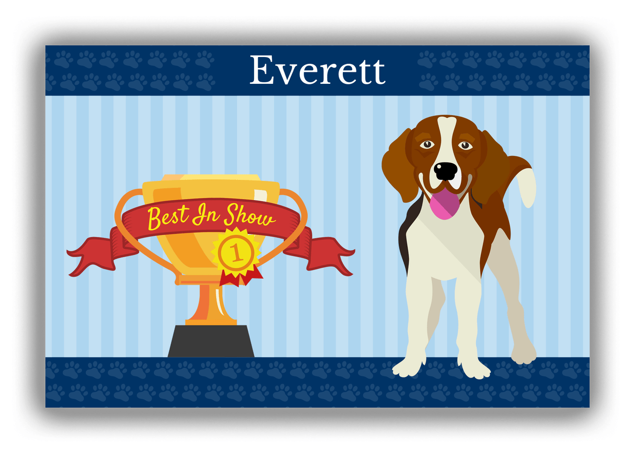 Personalized Dogs Canvas Wrap & Photo Print XX - Blue Background - Beagle - Front View