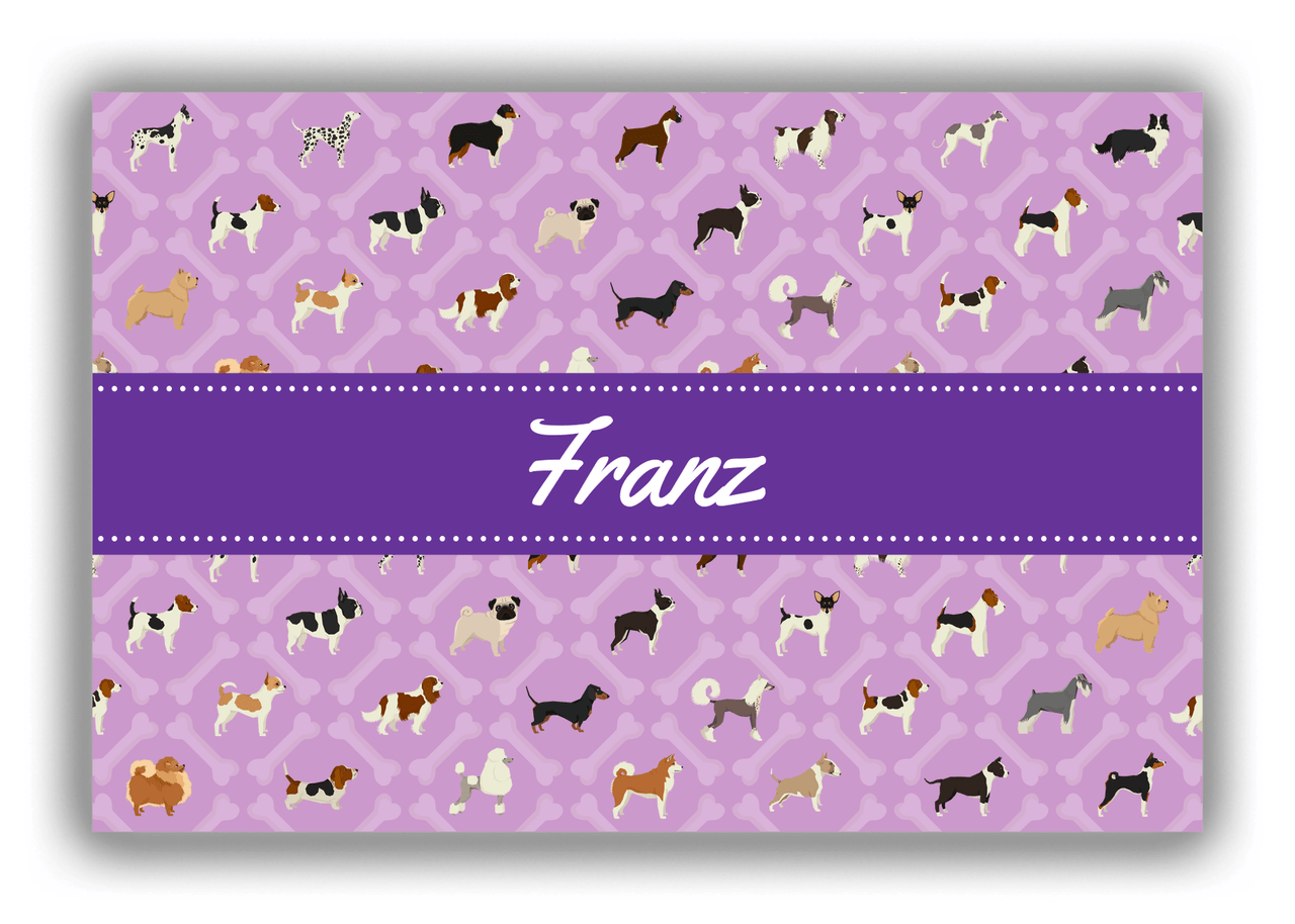 Personalized Dogs Canvas Wrap & Photo Print XXI - Purple Background - Square Nameplate - Front View