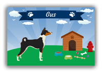 Thumbnail for Personalized Dogs Canvas Wrap & Photo Print XXII - Blue Background - Basenji - Front View