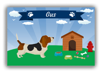 Thumbnail for Personalized Dogs Canvas Wrap & Photo Print XXII - Blue Background - Basset Hound - Front View