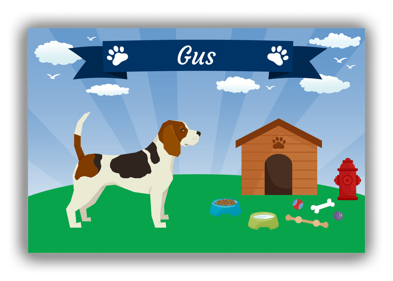 Personalized Dogs Canvas Wrap & Photo Print XXII - Blue Background - Beagle - Front View