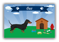 Thumbnail for Personalized Dogs Canvas Wrap & Photo Print XXII - Blue Background - Dachshund - Front View