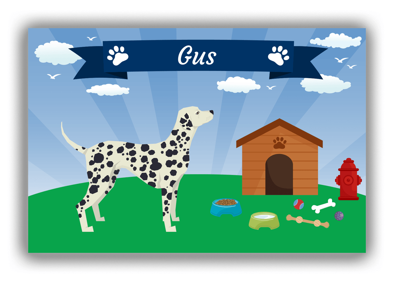 Personalized Dogs Canvas Wrap & Photo Print XXII - Blue Background - Dalmatian - Front View