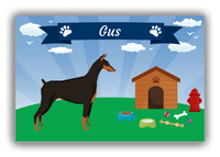 Thumbnail for Personalized Dogs Canvas Wrap & Photo Print XXII - Blue Background - Doberman - Front View