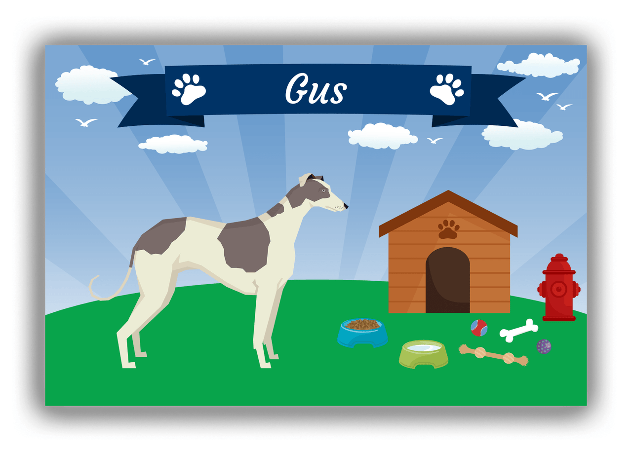Personalized Dogs Canvas Wrap & Photo Print XXII - Blue Background - Greyhound - Front View