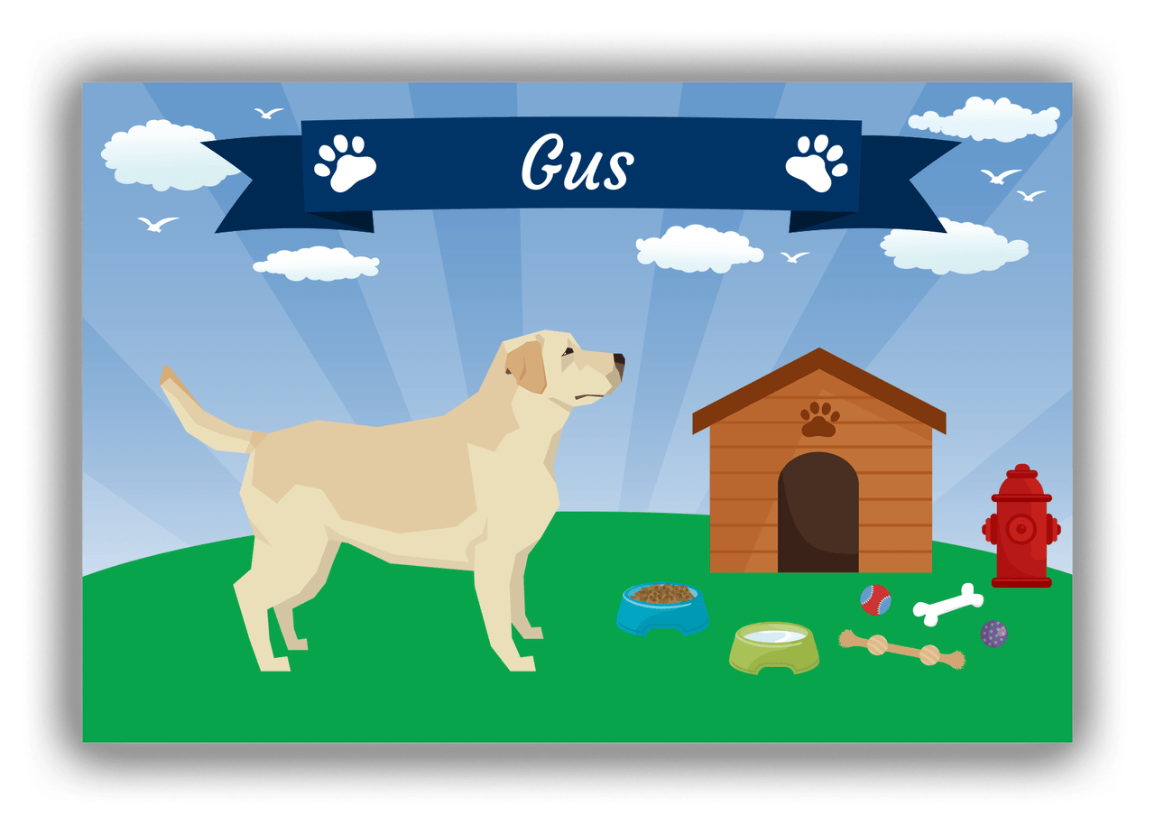 Personalized Dogs Canvas Wrap & Photo Print XXII - Blue Background - Labrador Retriever - Front View