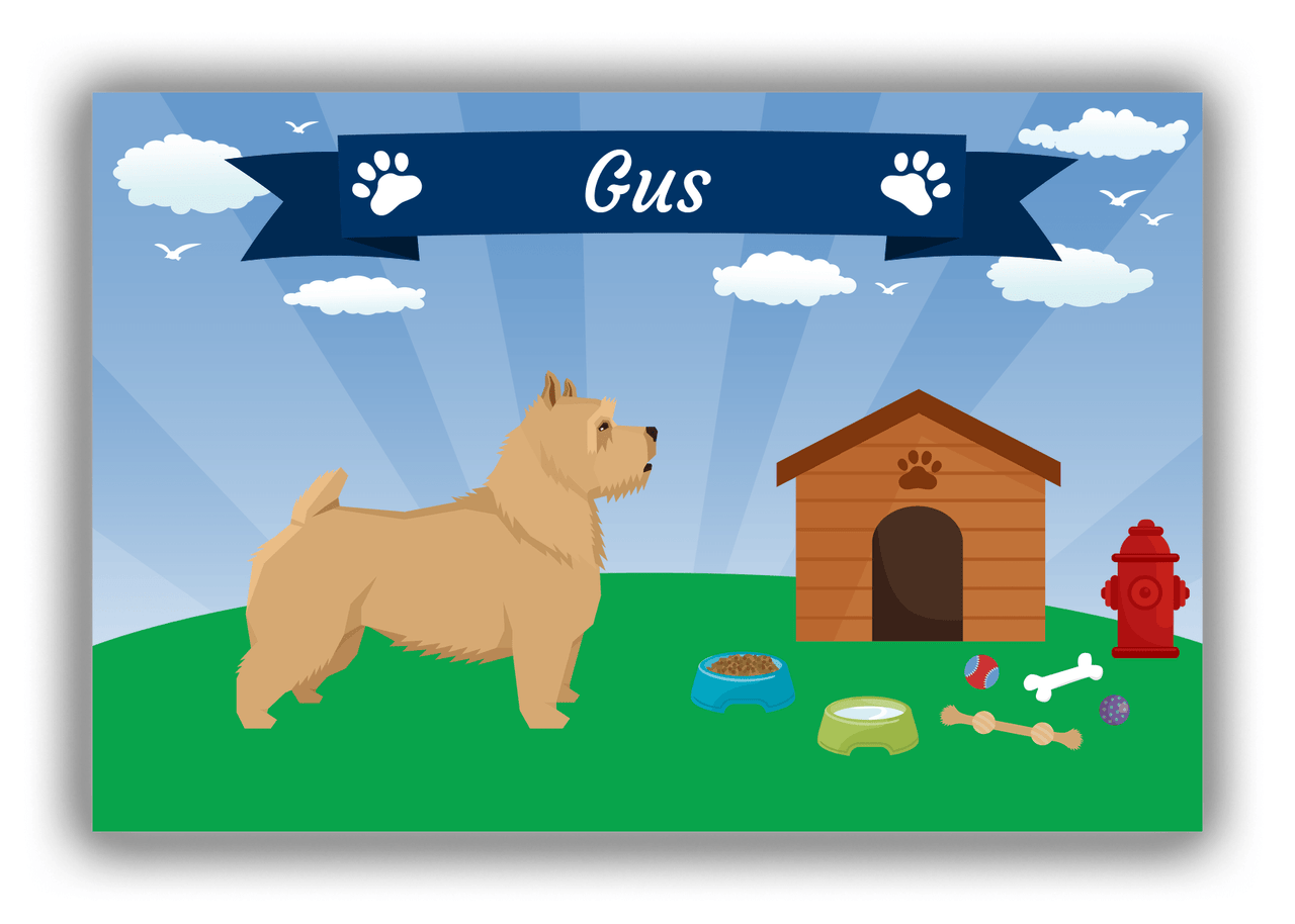 Personalized Dogs Canvas Wrap & Photo Print XXII - Blue Background - Norwich Terrier - Front View