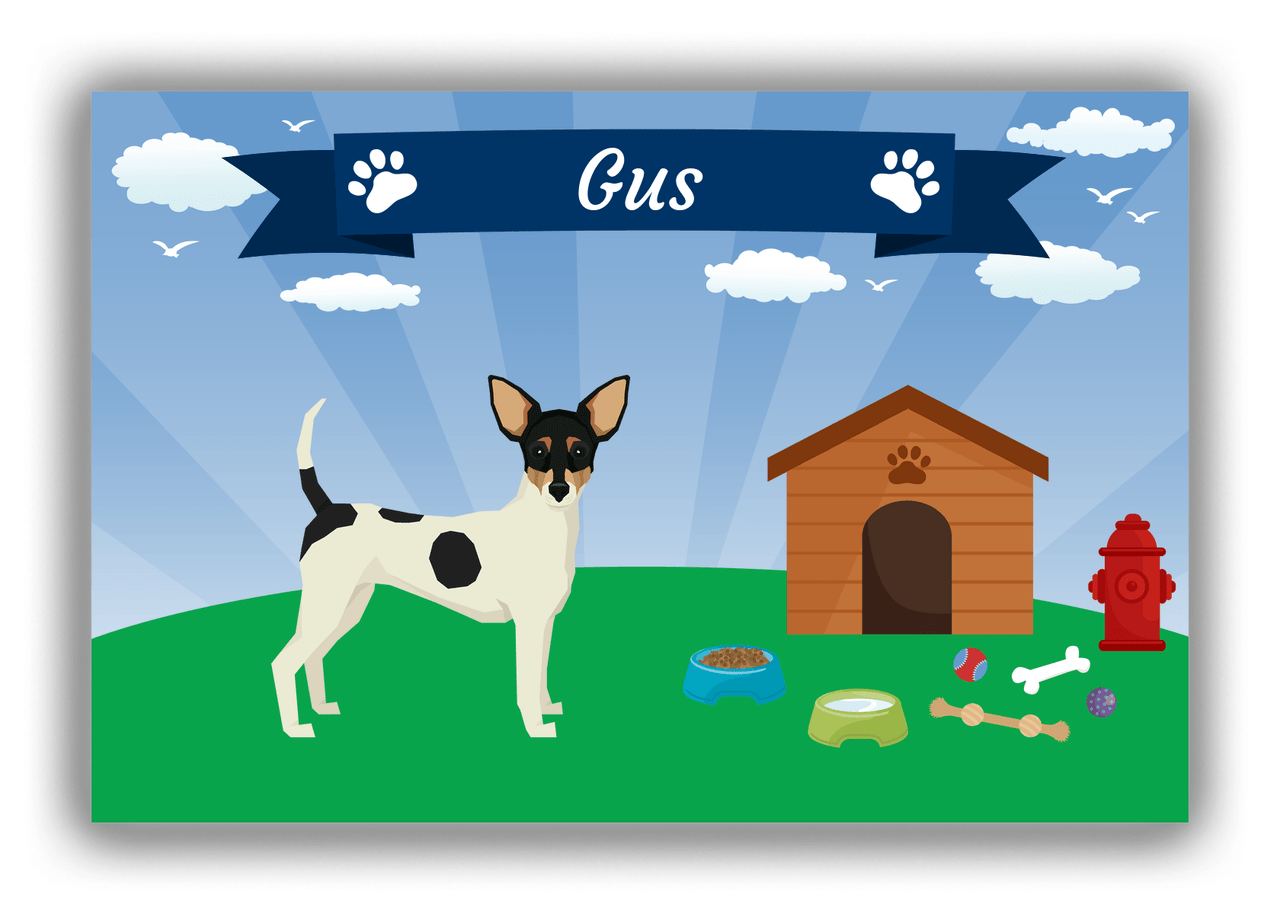 Personalized Dogs Canvas Wrap & Photo Print XXII - Blue Background - Toy Fox Terrier - Front View