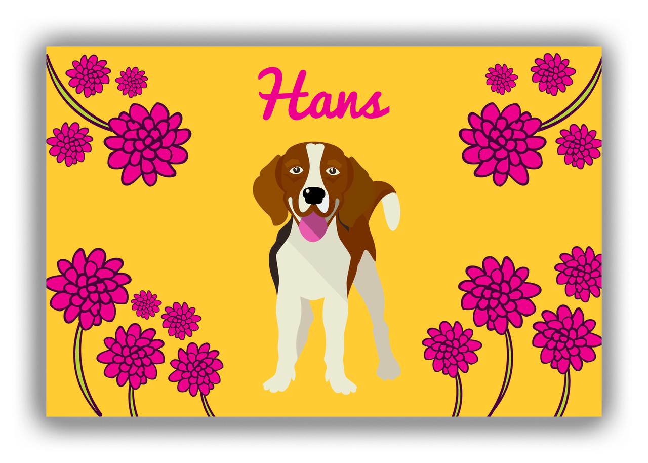 Personalized Dogs Canvas Wrap & Photo Print XXIII - Yellow Background - Beagle - Front View