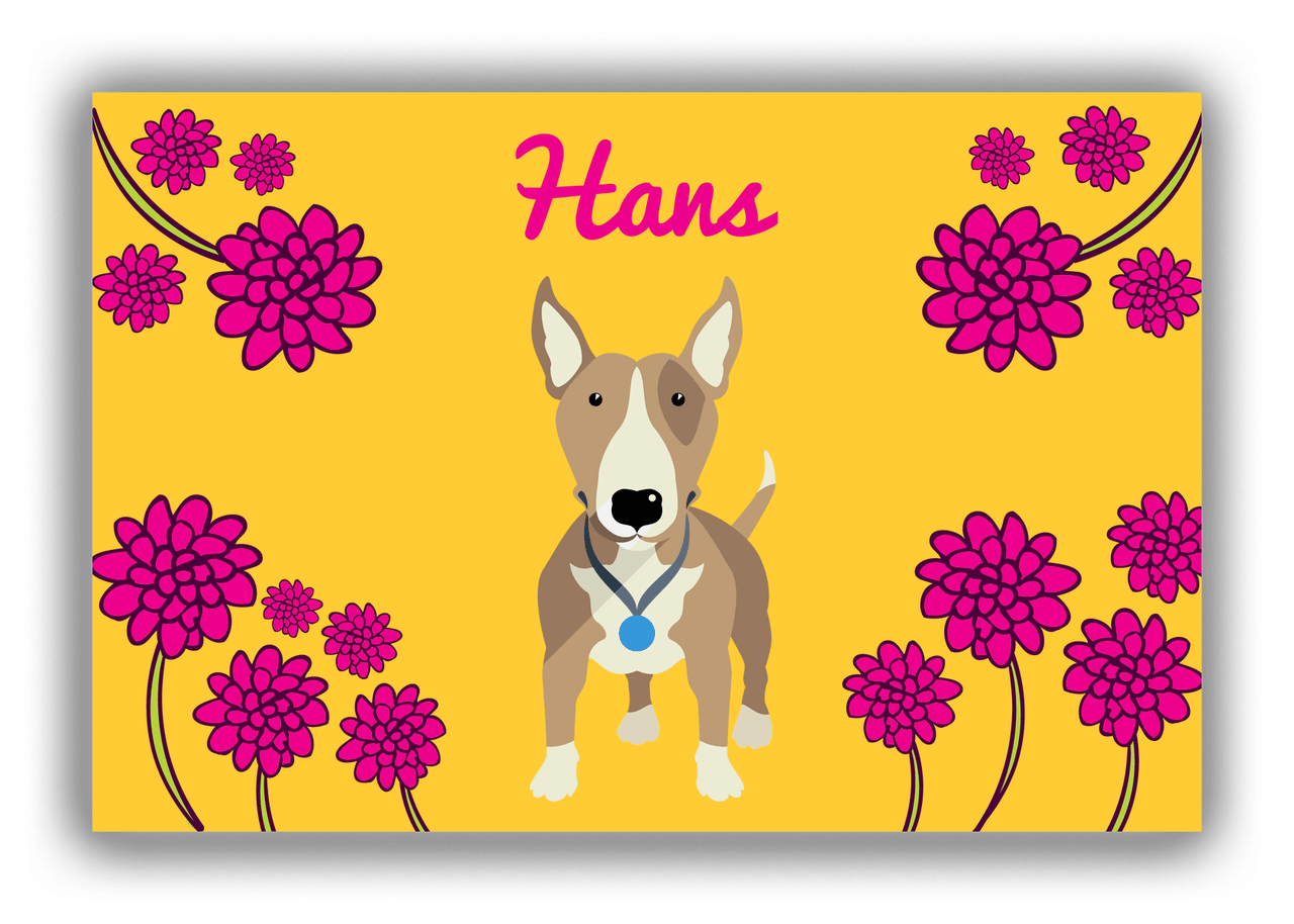 Personalized Dogs Canvas Wrap & Photo Print XXIII - Yellow Background - Bull Terrier - Front View