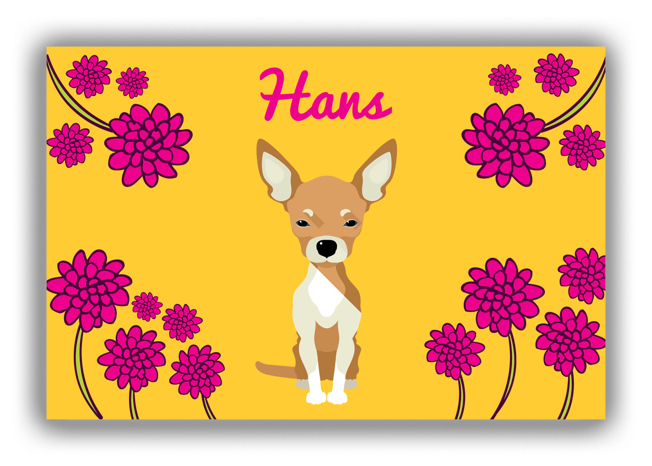 Personalized Dogs Canvas Wrap & Photo Print XXIII - Yellow Background - Chihuahua - Front View