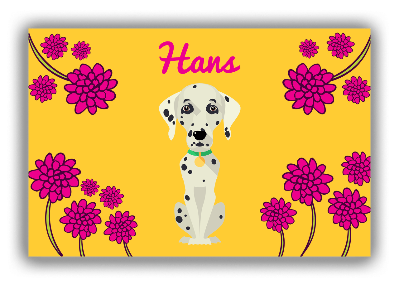 Personalized Dogs Canvas Wrap & Photo Print XXIII - Yellow Background - Dalmatian - Front View