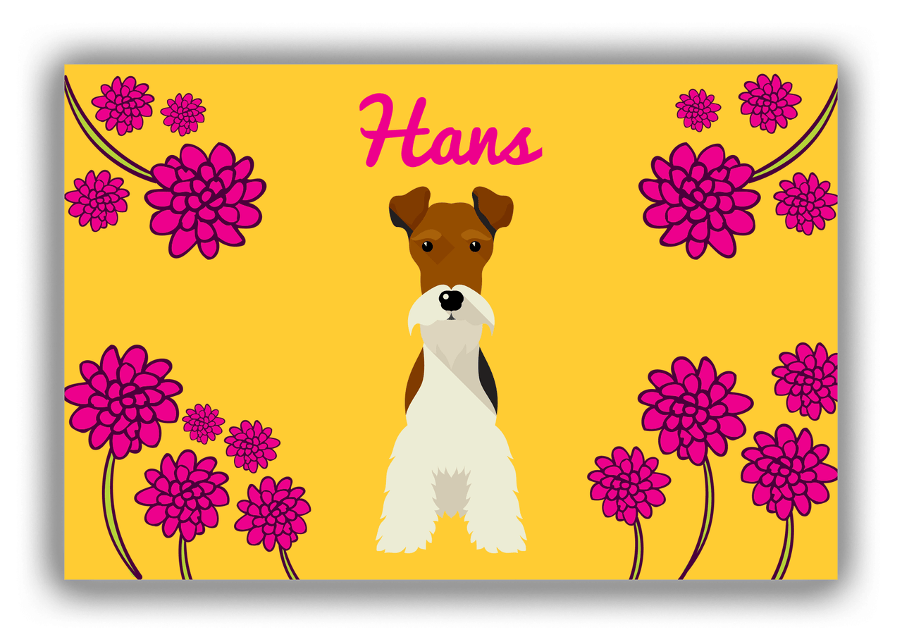 Personalized Dogs Canvas Wrap & Photo Print XXIII - Yellow Background - Fox Terrier - Front View