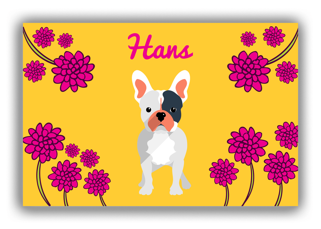 Personalized Dogs Canvas Wrap & Photo Print XXIII - Yellow Background - French Bulldog - Front View