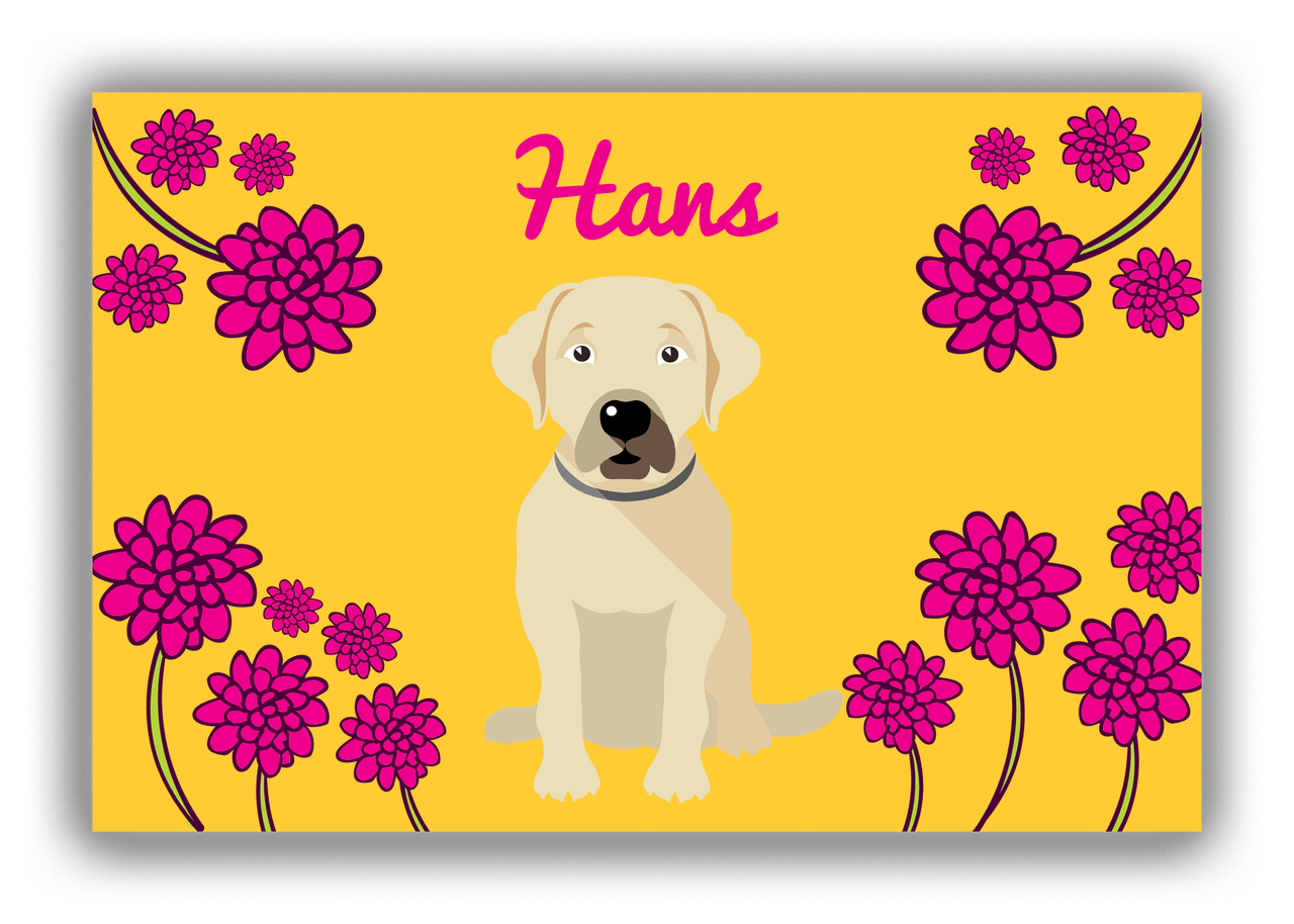 Personalized Dogs Canvas Wrap & Photo Print XXIII - Yellow Background - Labrador Retriever - Front View