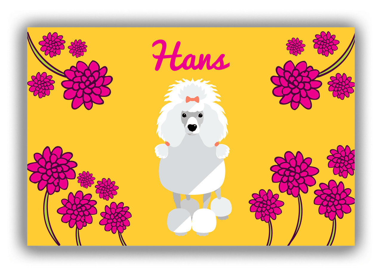Personalized Dogs Canvas Wrap & Photo Print XXIII - Yellow Background - Poodle - Front View