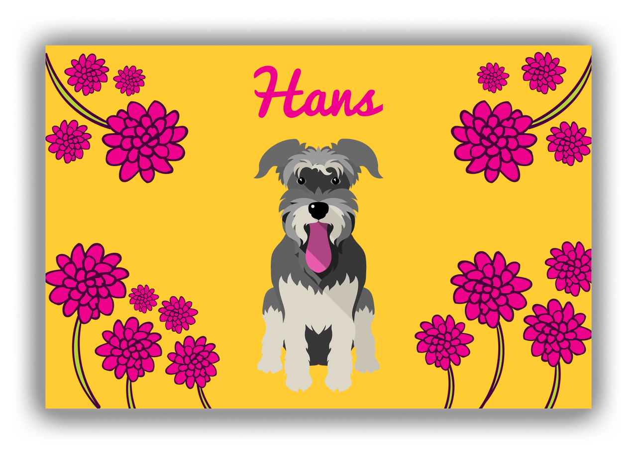 Personalized Dogs Canvas Wrap & Photo Print XXIII - Yellow Background - Schnauzer - Front View