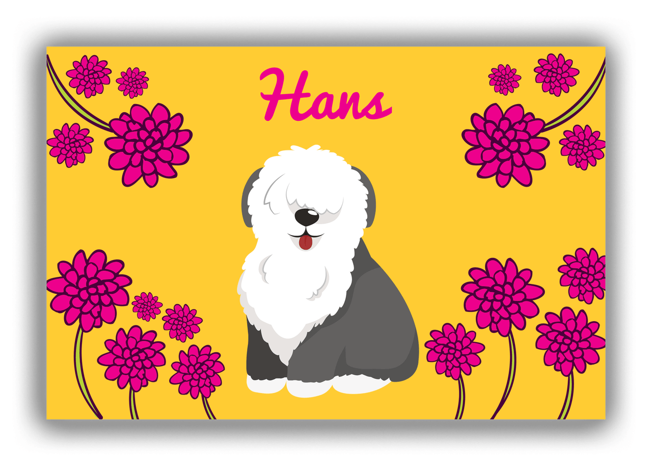Personalized Dogs Canvas Wrap & Photo Print XXIII - Yellow Background - Sheep Dog - Front View