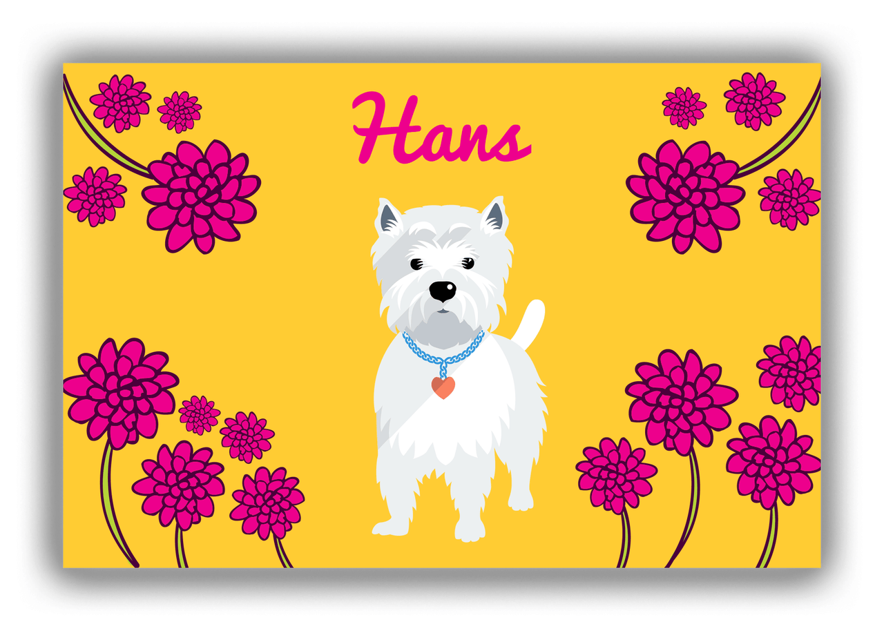 Personalized Dogs Canvas Wrap & Photo Print XXIII - Yellow Background - Westie - Front View