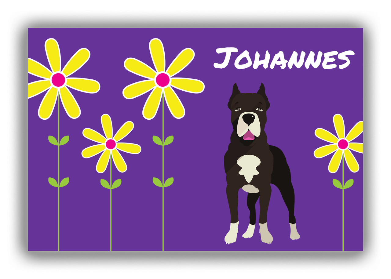 Personalized Dogs Canvas Wrap & Photo Print XXIV - Purple Background - American Staffordshire Terrier - Front View