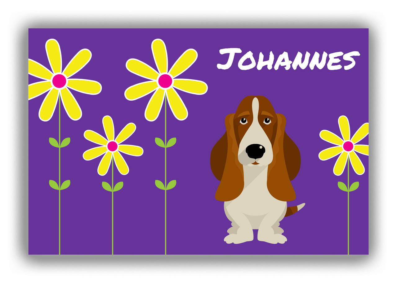 Personalized Dogs Canvas Wrap & Photo Print XXIV - Purple Background - Basset Hound - Front View