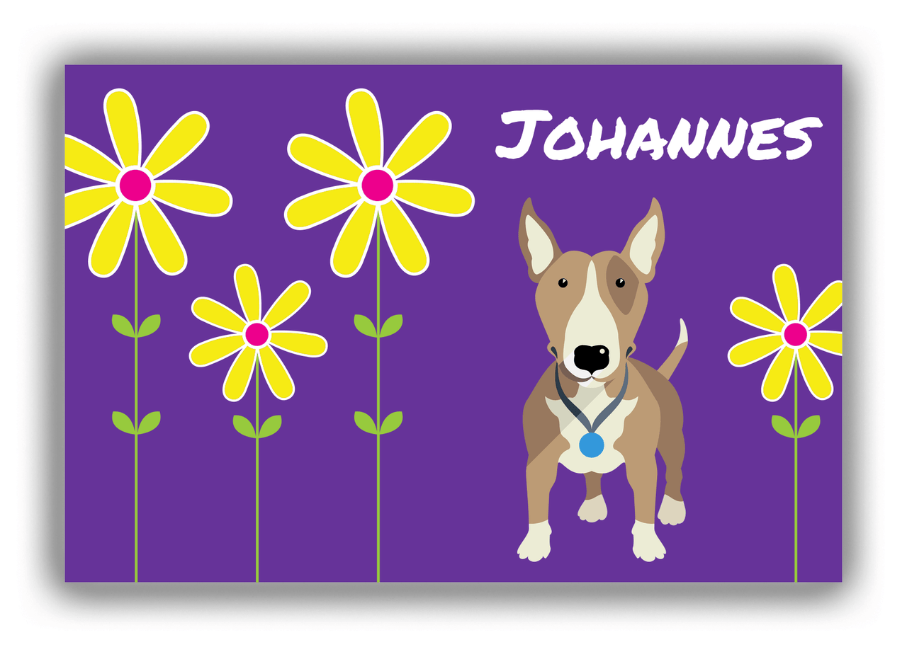 Personalized Dogs Canvas Wrap & Photo Print XXIV - Purple Background - Bull Terrier - Front View