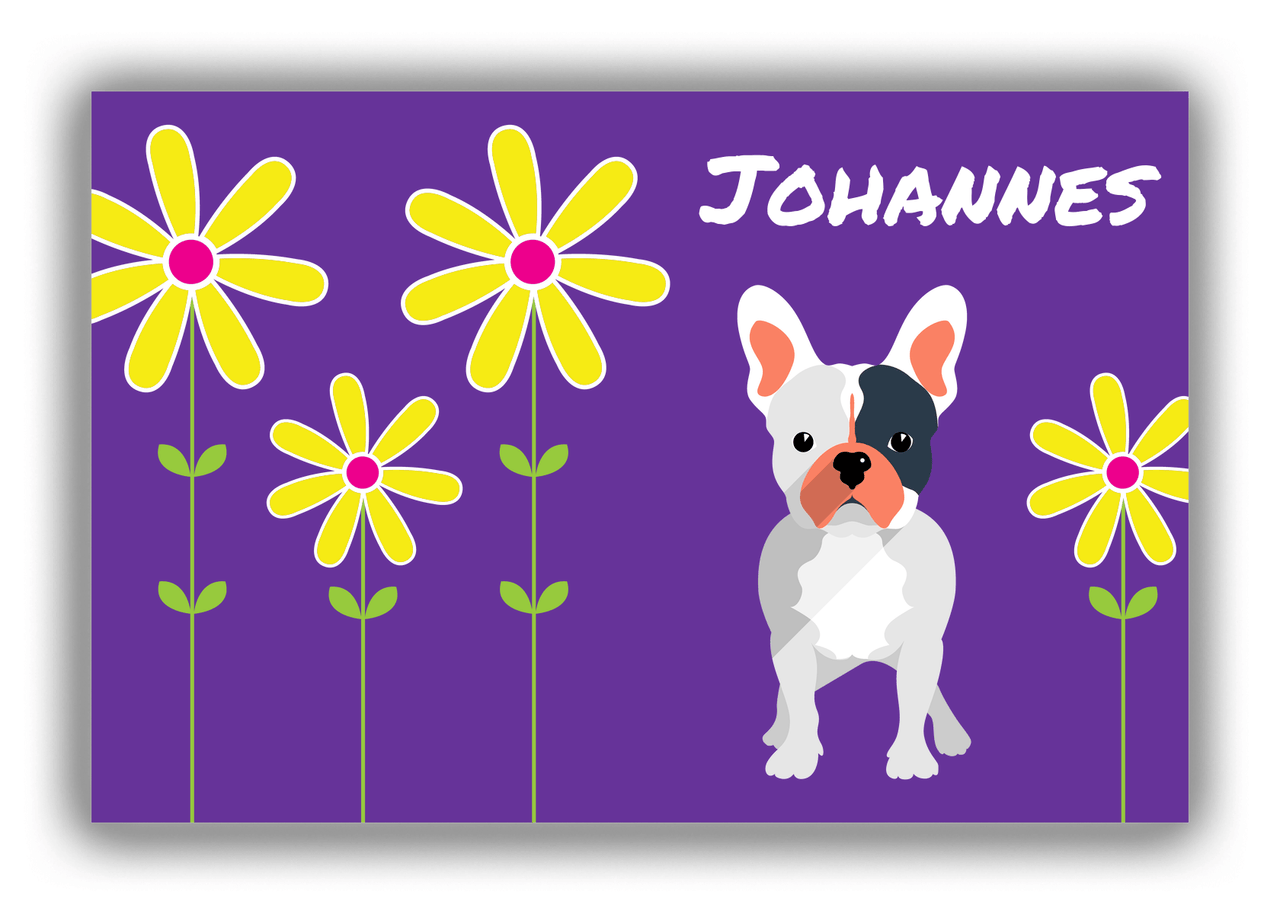 Personalized Dogs Canvas Wrap & Photo Print XXIV - Purple Background - French Bulldog - Front View