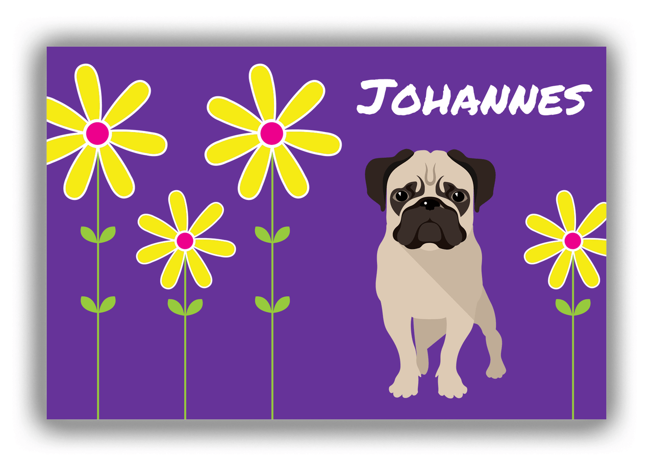 Personalized Dogs Canvas Wrap & Photo Print XXIV - Purple Background - Pug - Front View