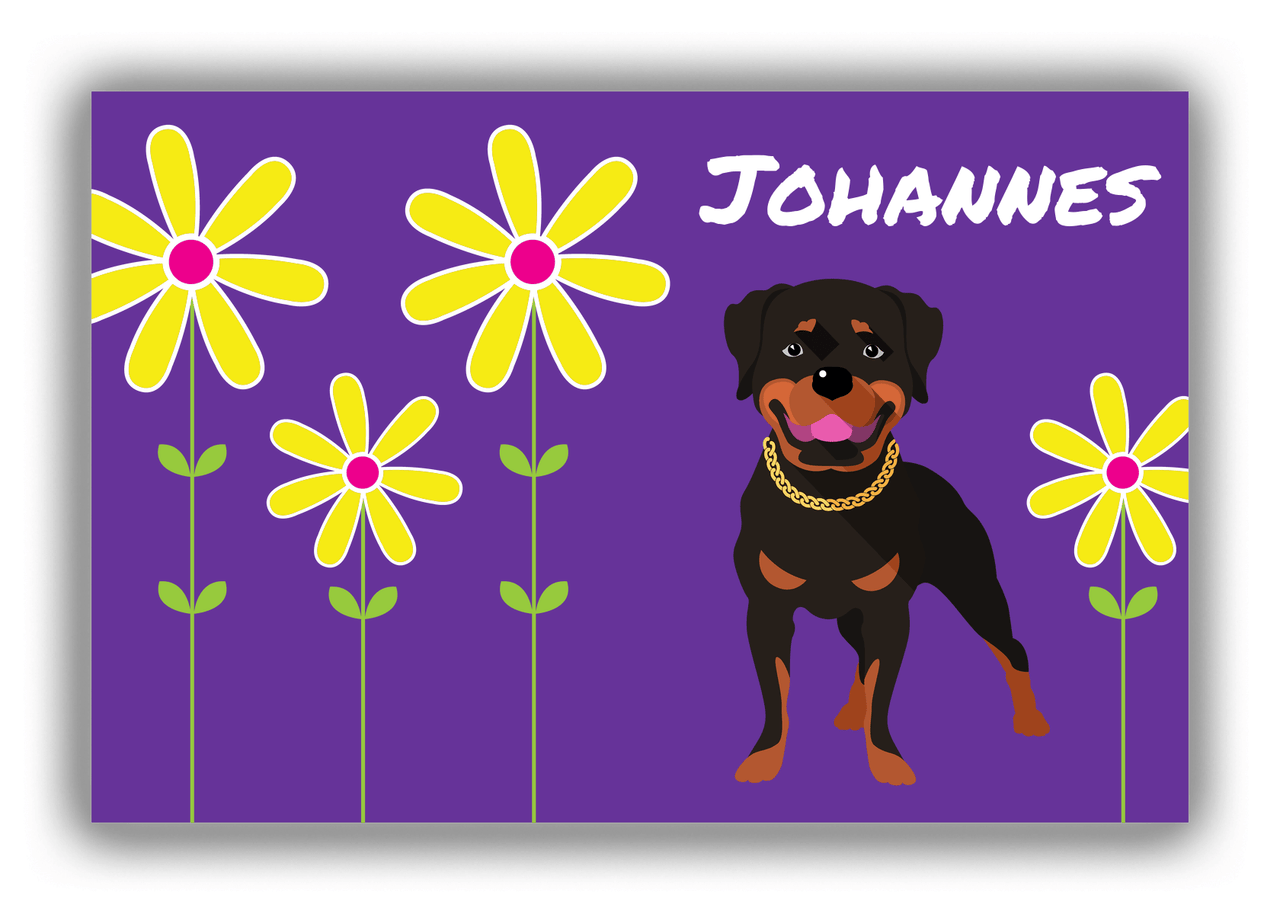 Personalized Dogs Canvas Wrap & Photo Print XXIV - Purple Background - Rottweiler - Front View
