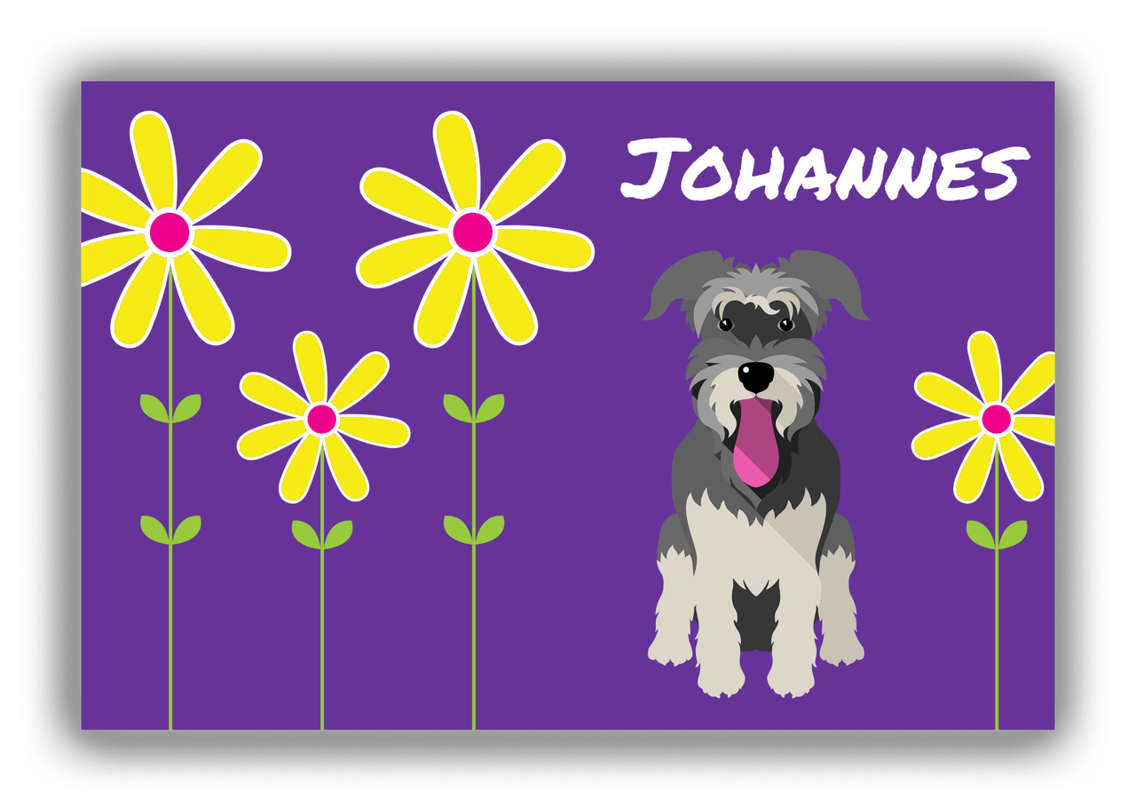 Personalized Dogs Canvas Wrap & Photo Print XXIV - Purple Background - Schnauzer - Front View