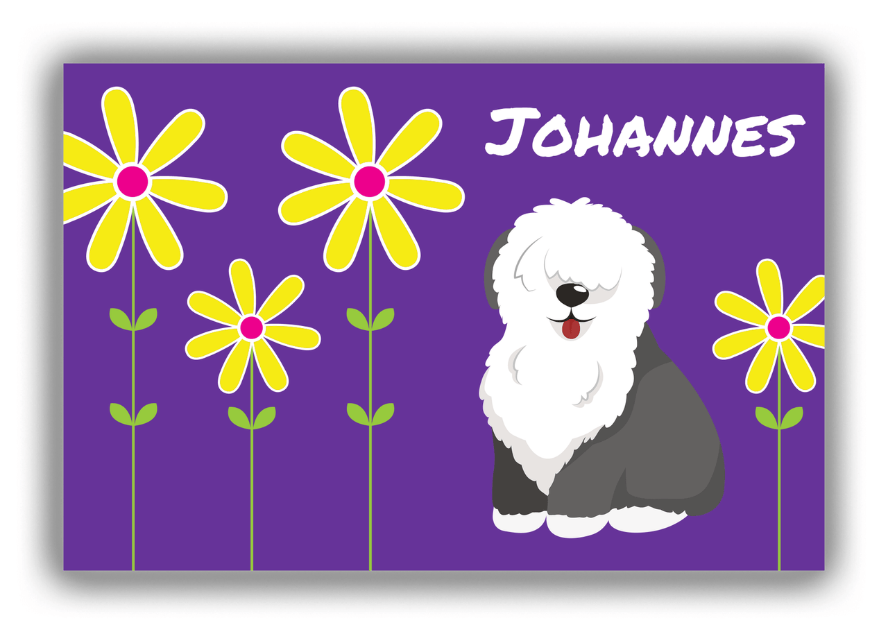 Personalized Dogs Canvas Wrap & Photo Print XXIV - Purple Background - Sheep Dog - Front View