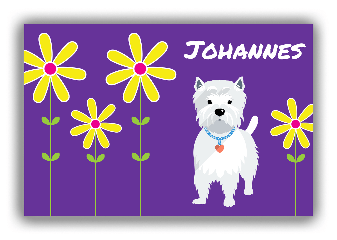 Personalized Dogs Canvas Wrap & Photo Print XXIV - Purple Background - Westie - Front View