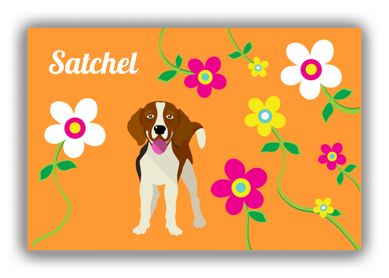 Personalized Dogs Canvas Wrap & Photo Print XXV - Orange Background - Beagle - Front View