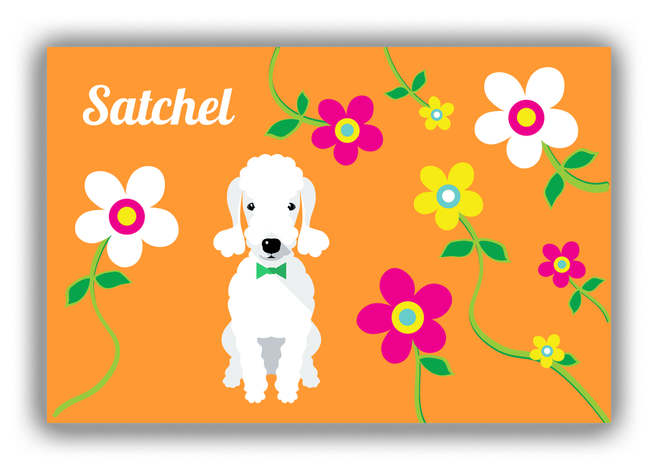 Personalized Dogs Canvas Wrap & Photo Print XXV - Orange Background - Bedlington Terrier - Front View