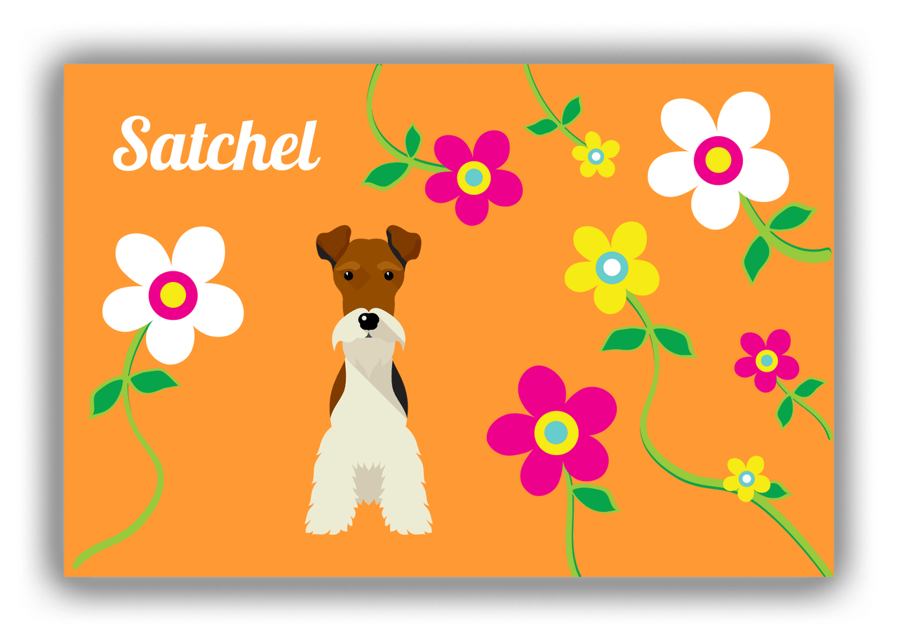 Personalized Dogs Canvas Wrap & Photo Print XXV - Orange Background - Fox Terrier - Front View