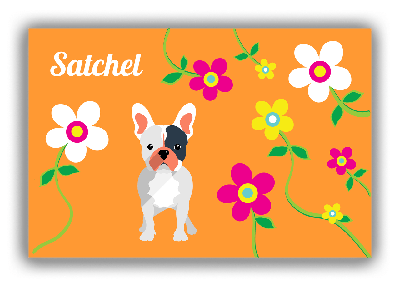 Personalized Dogs Canvas Wrap & Photo Print XXV - Orange Background - French Bulldog - Front View