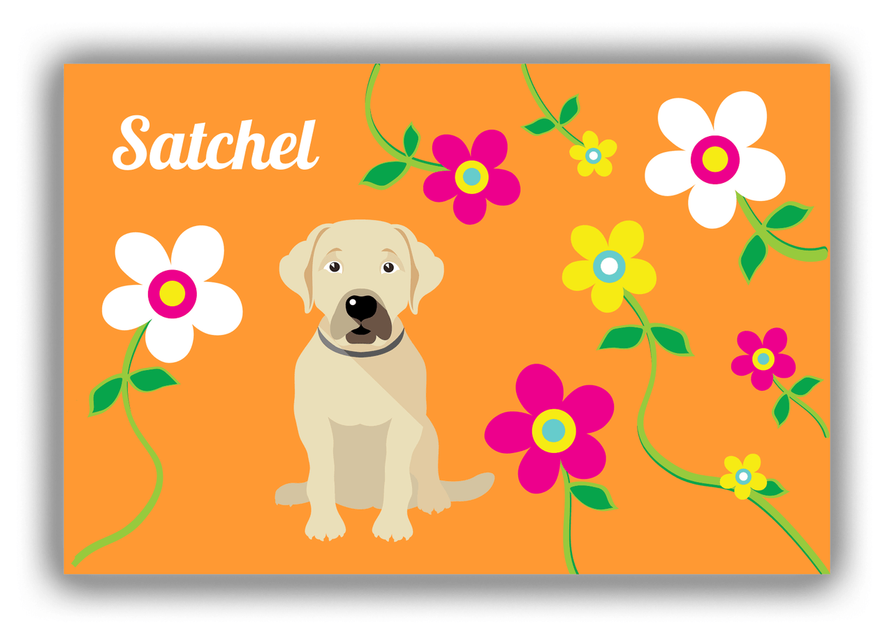 Personalized Dogs Canvas Wrap & Photo Print XXV - Orange Background - Labrador Retriever - Front View