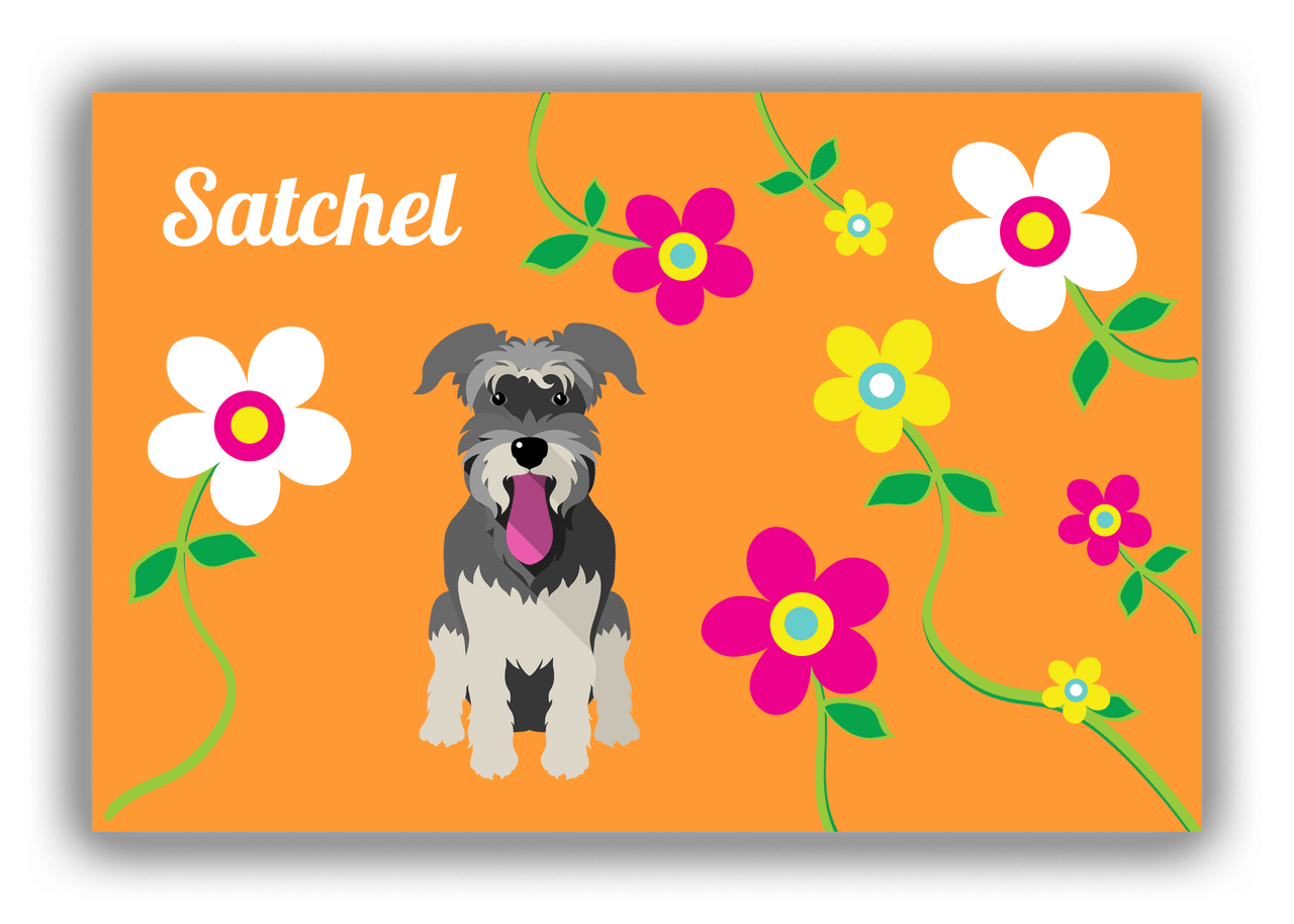 Personalized Dogs Canvas Wrap & Photo Print XXV - Orange Background - Schnauzer - Front View