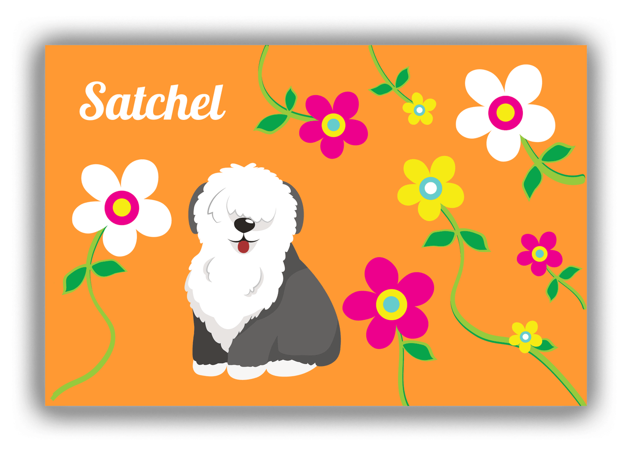 Personalized Dogs Canvas Wrap & Photo Print XXV - Orange Background - Sheep Dog - Front View