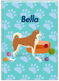 Thumbnail for Personalized Dogs Journal I - Teal Background - Akita Inu - Front View