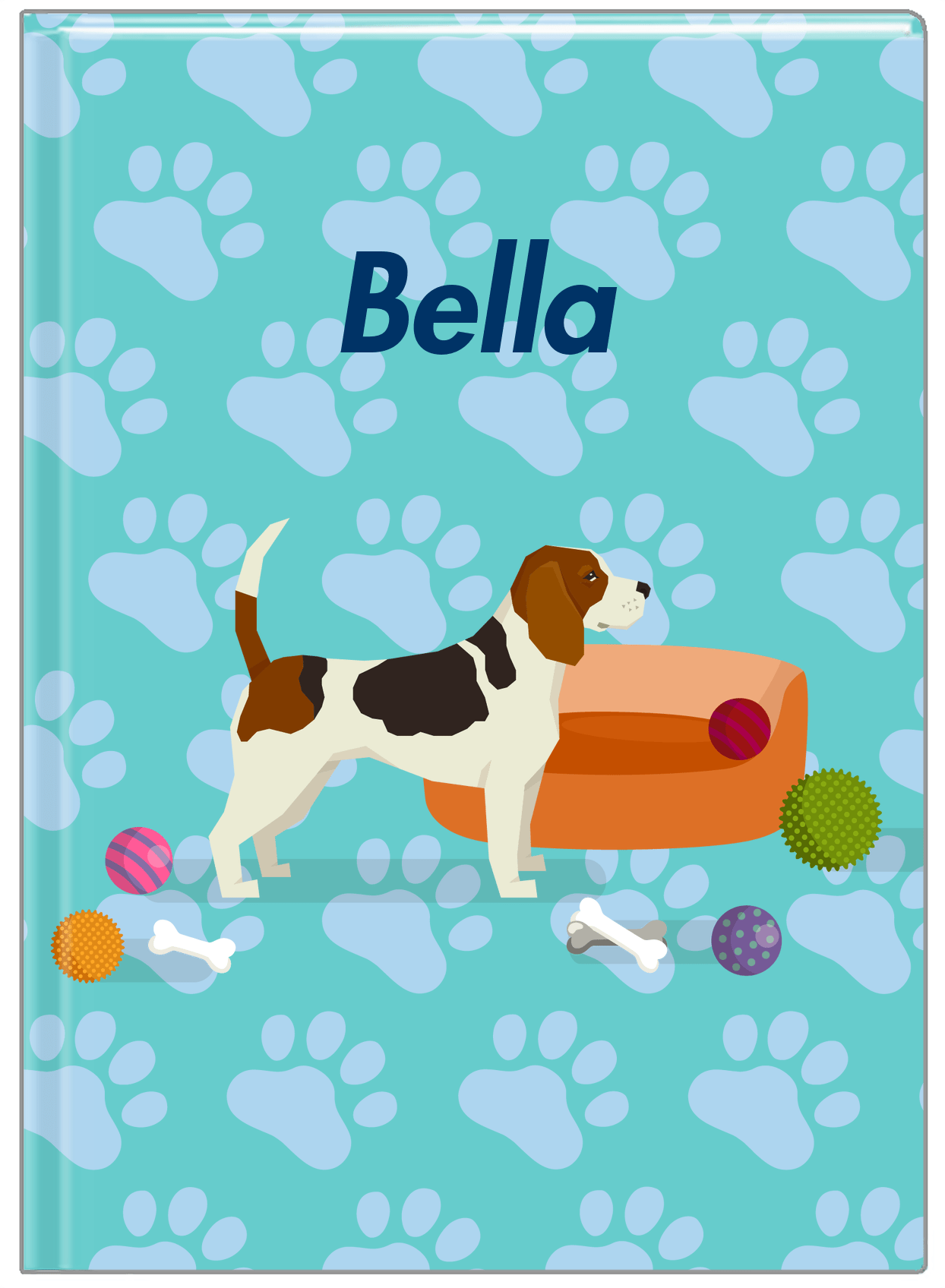 Personalized Dogs Journal I - Teal Background - Beagle - Front View