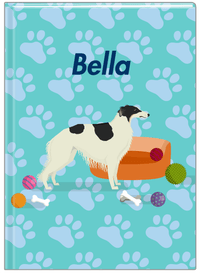 Thumbnail for Personalized Dogs Journal I - Teal Background - Borzoi - Front View