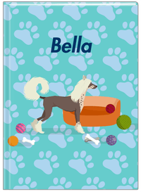 Thumbnail for Personalized Dogs Journal I - Teal Background - Chinese Crested Dog - Front View