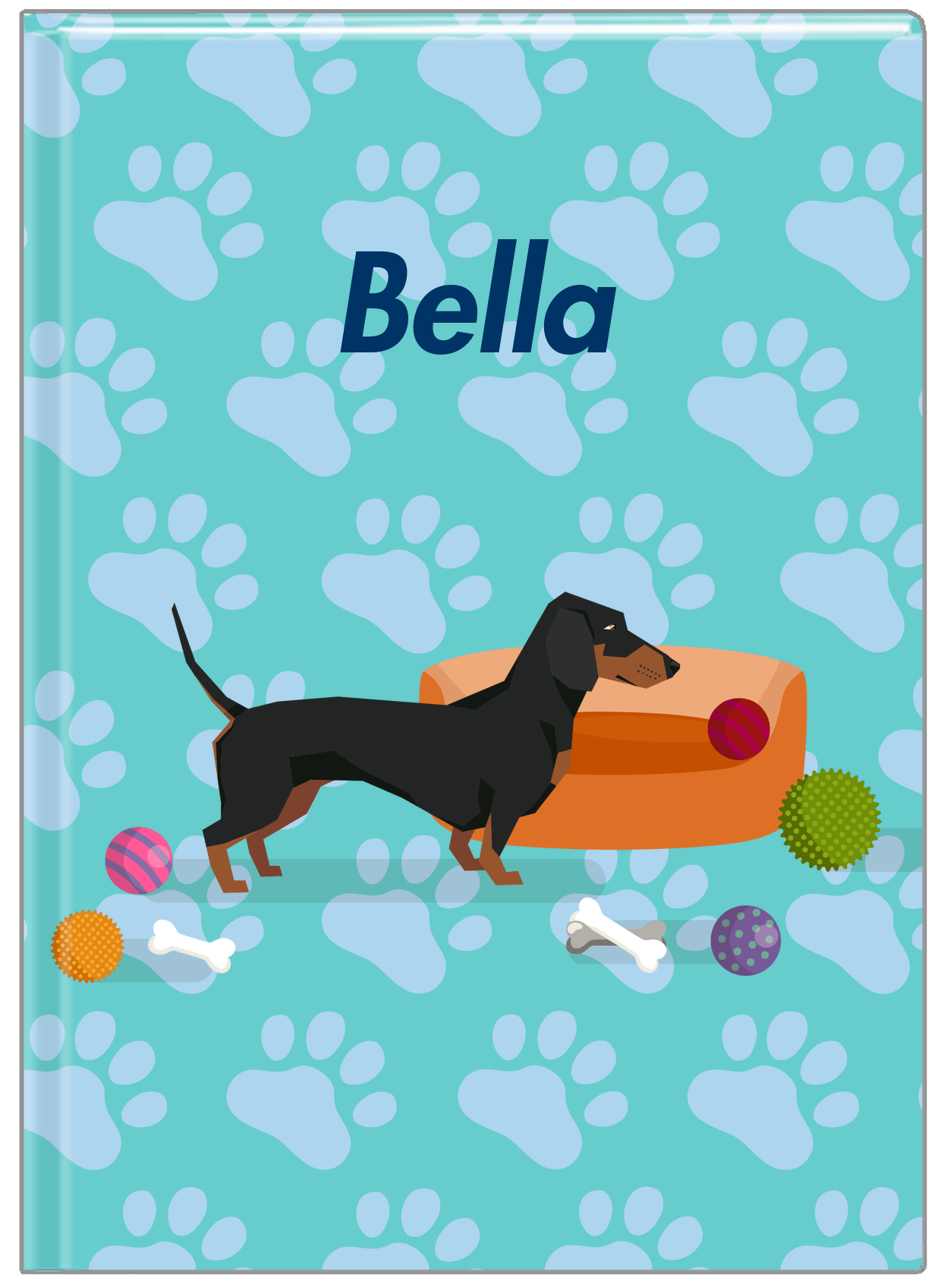 Personalized Dogs Journal I - Teal Background - Dachshund - Front View