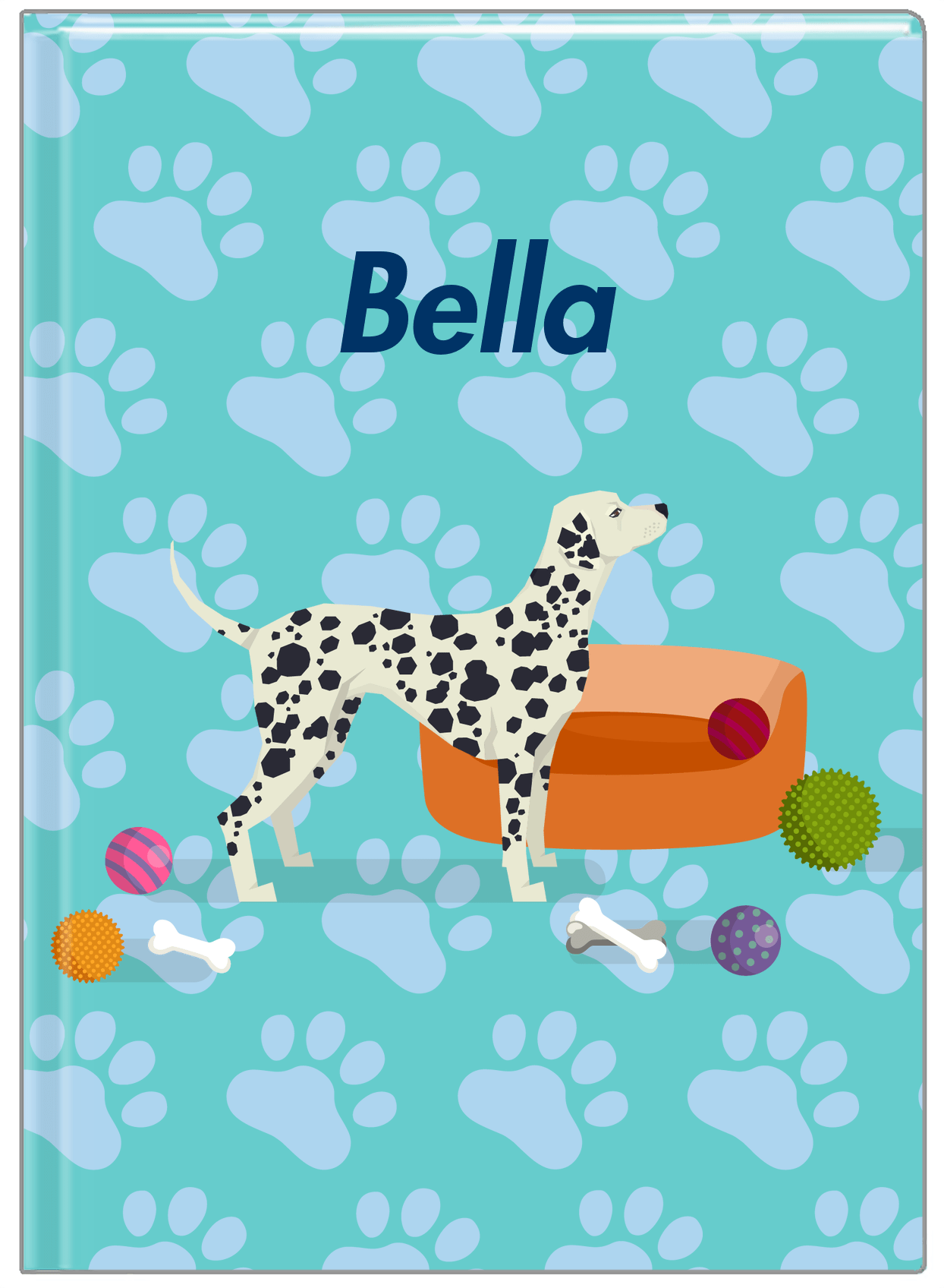 Personalized Dogs Journal I - Teal Background - Dalmatian - Front View