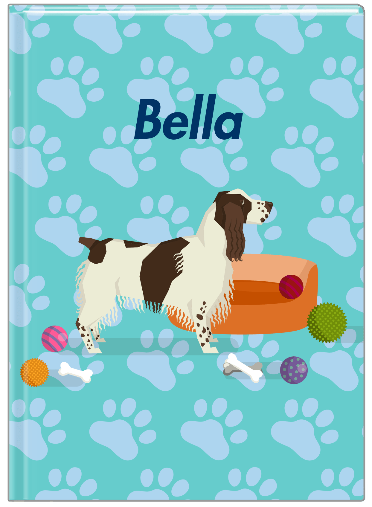 Personalized Dogs Journal I - Teal Background - English Springer Spaniel - Front View